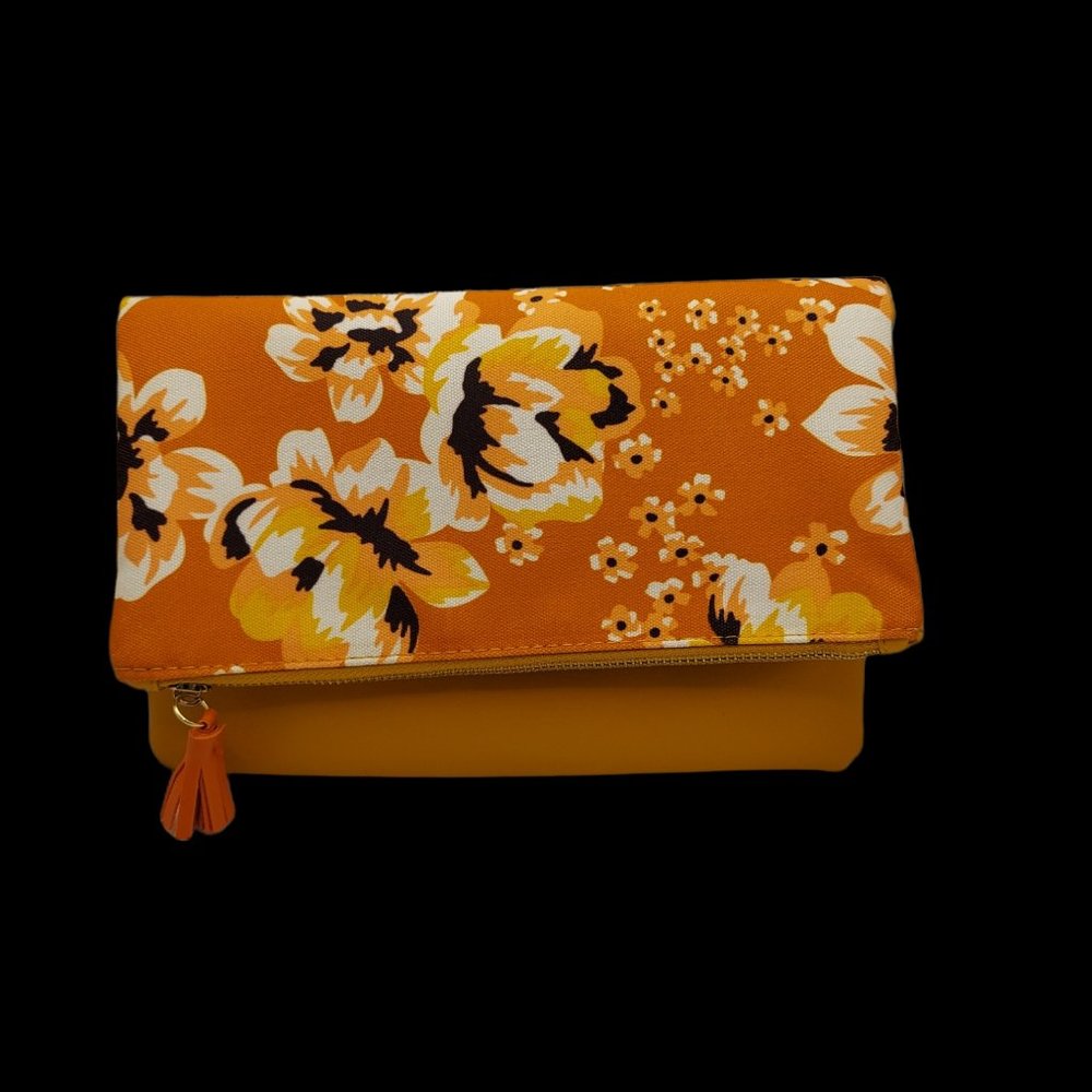 Rachel Pally Orange/Flower Reversible Clutch